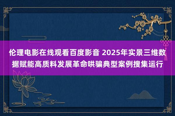 伦理电影在线观看百度影音 2025年实景三维数据赋能高质料发展革命哄骗典型案例搜集运行